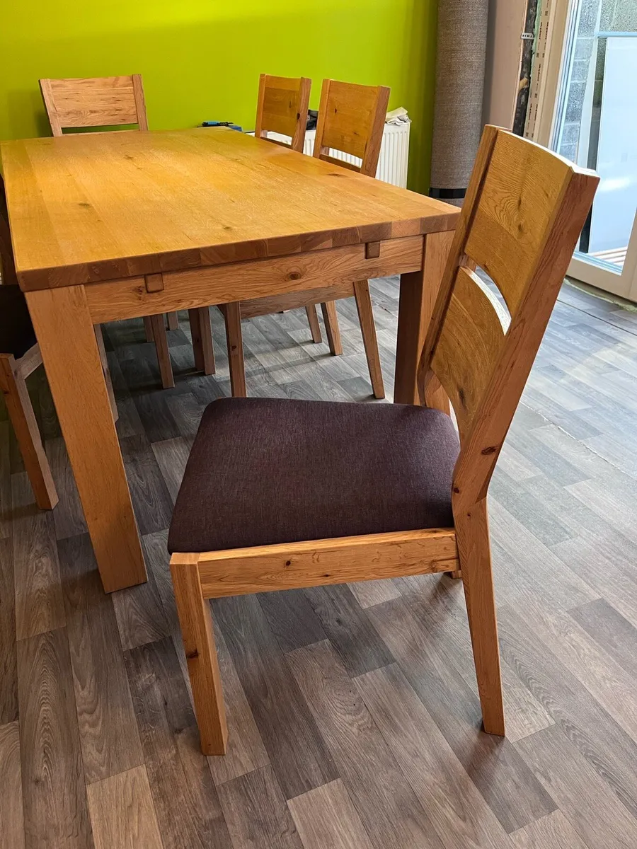Oak dining table (190/80 cm ) with 6 chairs, - Image 2