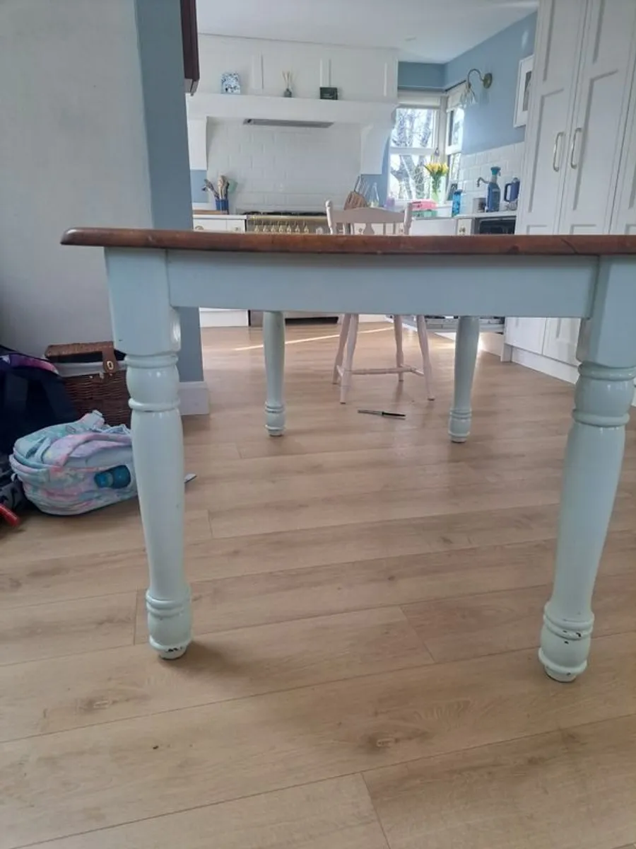 Solid wood farmhouse table & chairs - Image 4