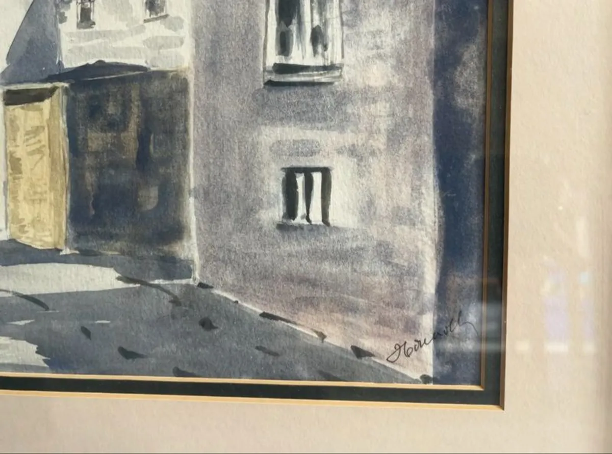 Framed Watercolour of Irish Courtyard - Image 2