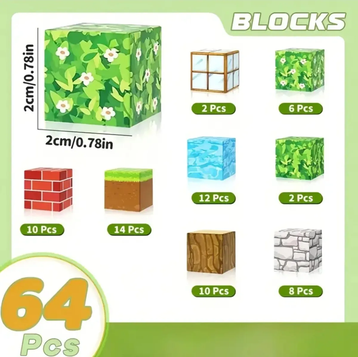 Kids 64 Piece Magnetic Block Set - Image 1