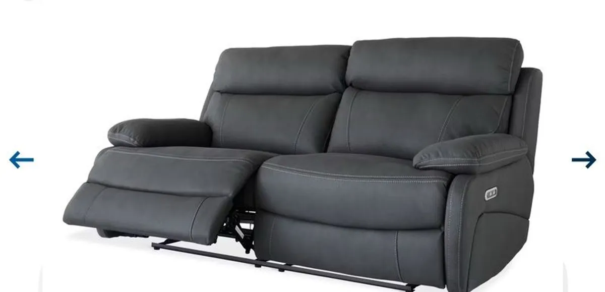 3 Seater| USB | Power Recliner | Grey - Image 1