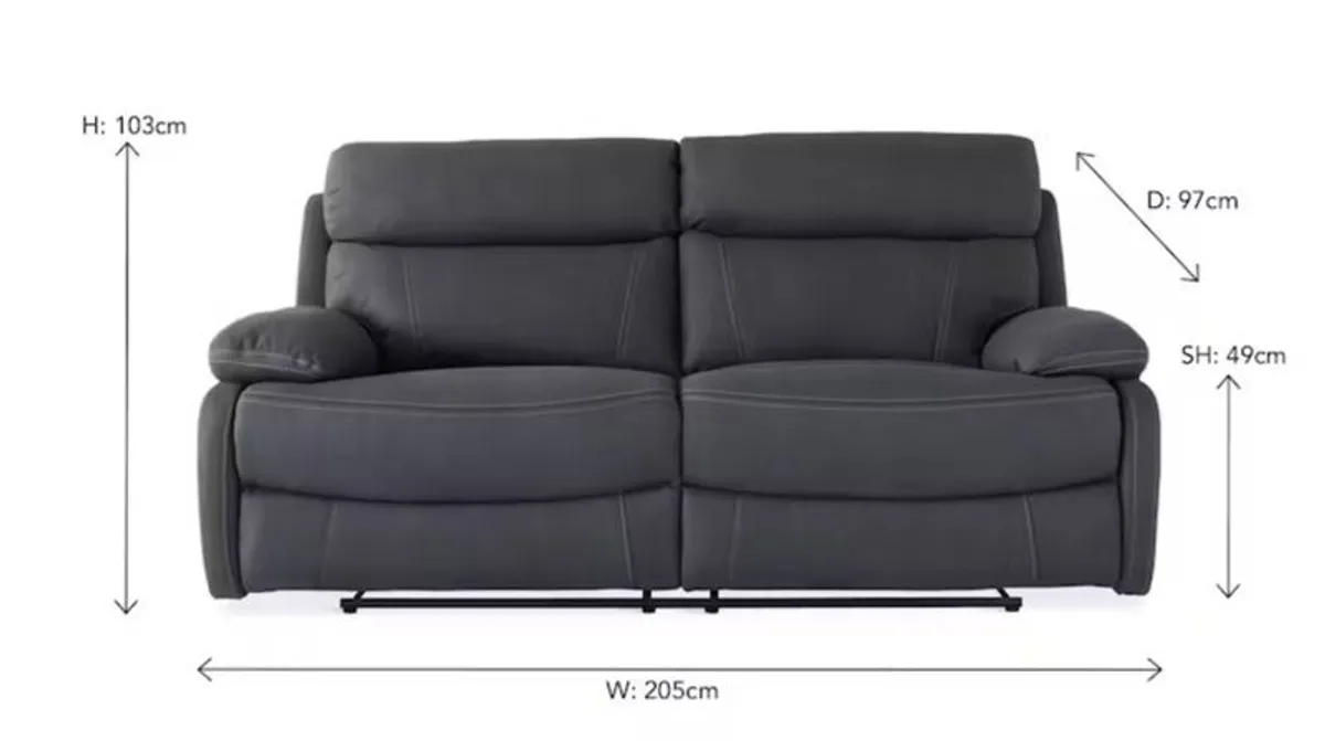 3 Seater| USB | Power Recliner | Grey - Image 3