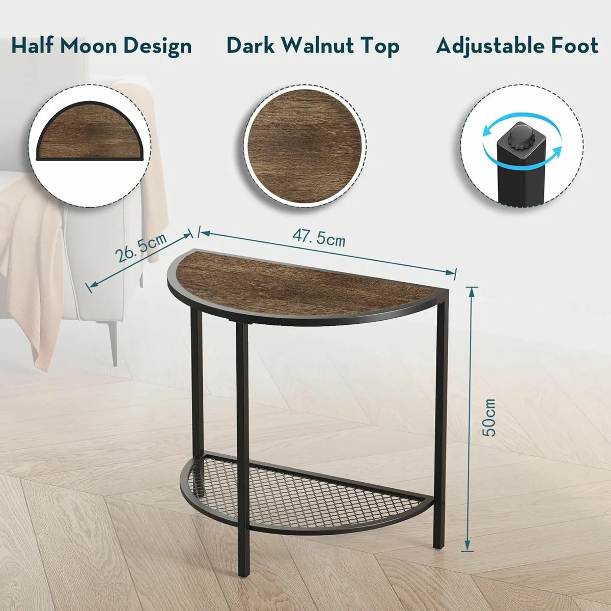 Small End Tables Half Round Moon Side Table - Image 4