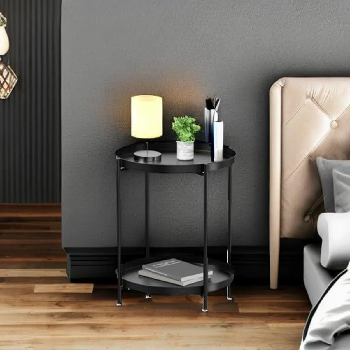 2 Tier End Table - Metal Side Table Waterproof - Image 2