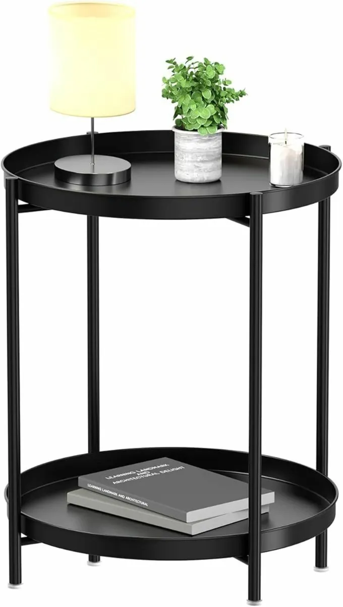 2 Tier End Table - Metal Side Table Waterproof - Image 1