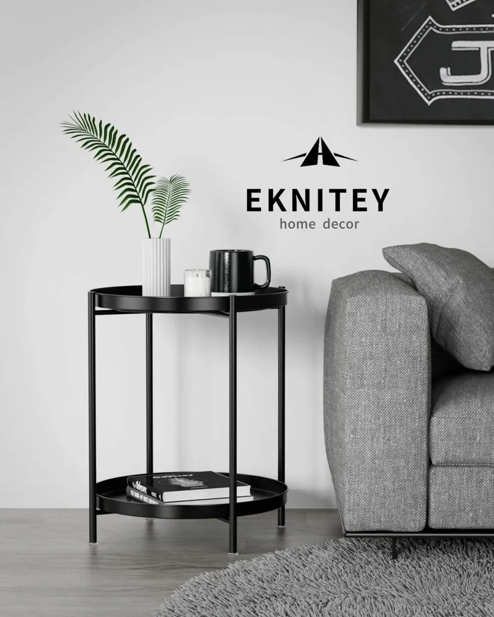 2 Tier End Table - Metal Side Table Waterproof - Image 3
