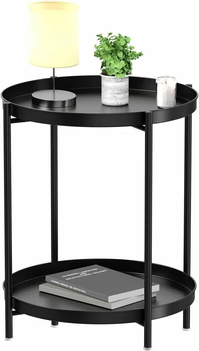 2 Tier End Table - Metal Side Table Waterproof - Image 4