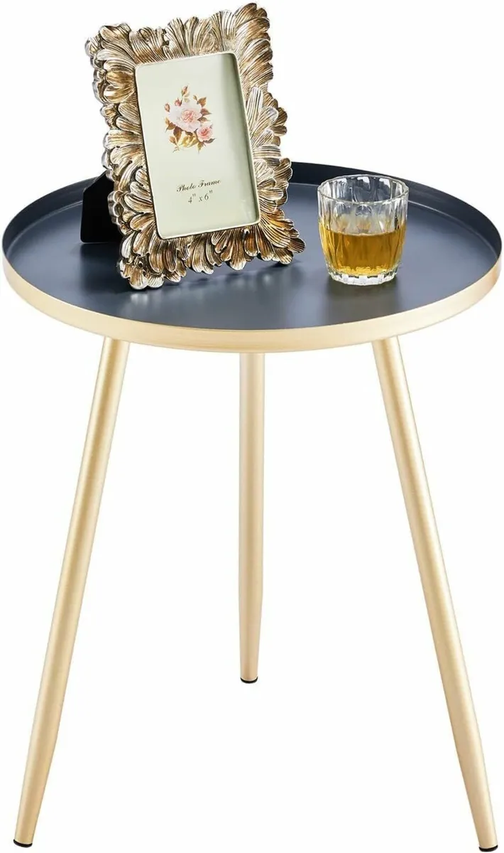 Round Side Table Metal Small Coffee Table - Image 1