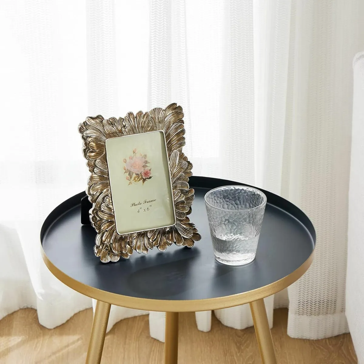 Round Side Table Metal Small Coffee Table - Image 3