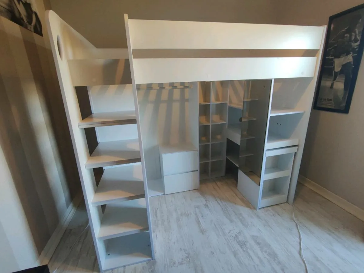 Loft bed with desk and storage - Image 1
