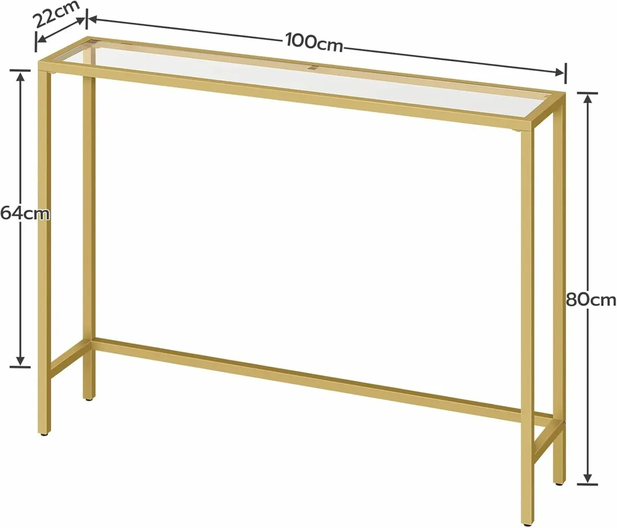 Gold Console Table for Hallway Slim 100 cm - Image 4