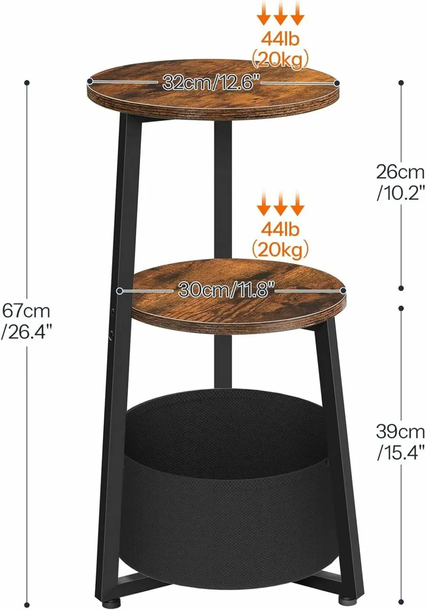 Living room Side Table Bedside Table Storage Brown - Image 3