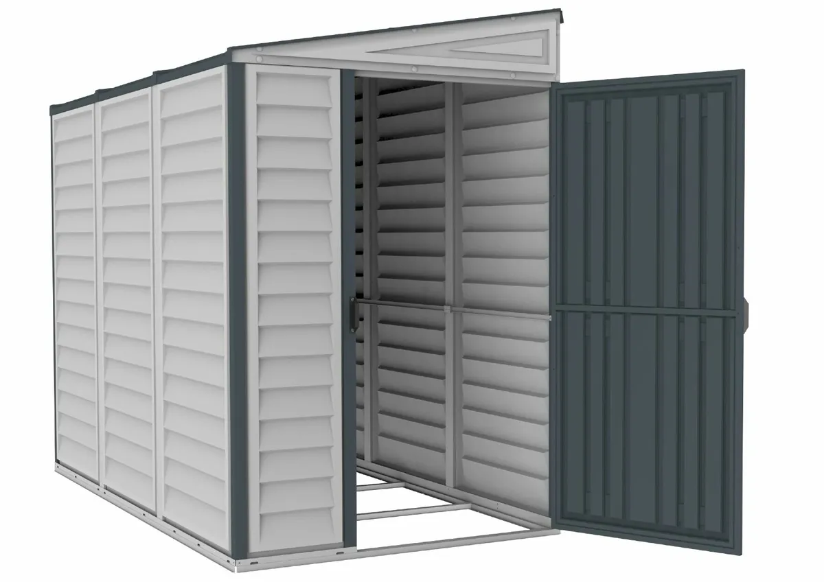 Sidemate 4x8 Vinyl Garden Pent Shed. Free Delivery - Image 1