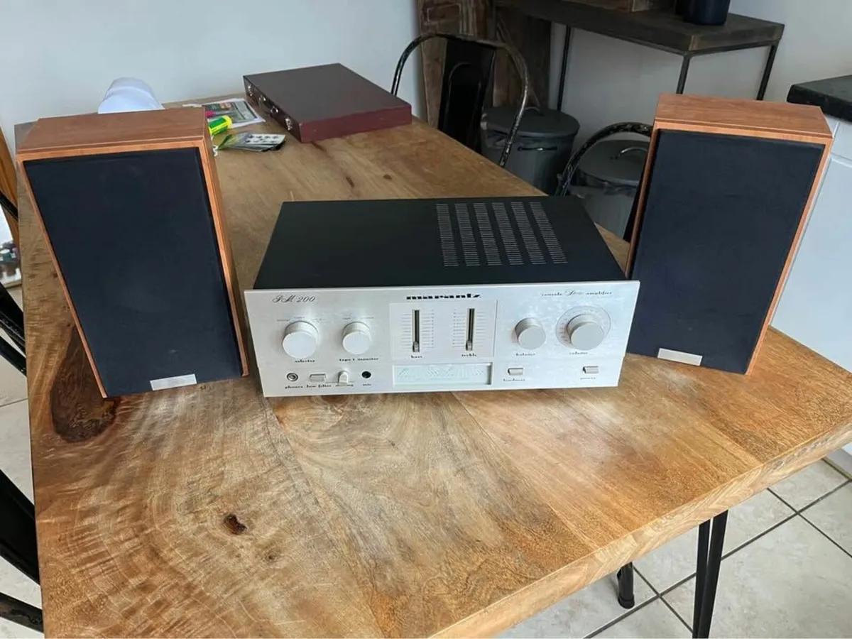 Vintage stereo Marantz amplifier with Tannoy speak