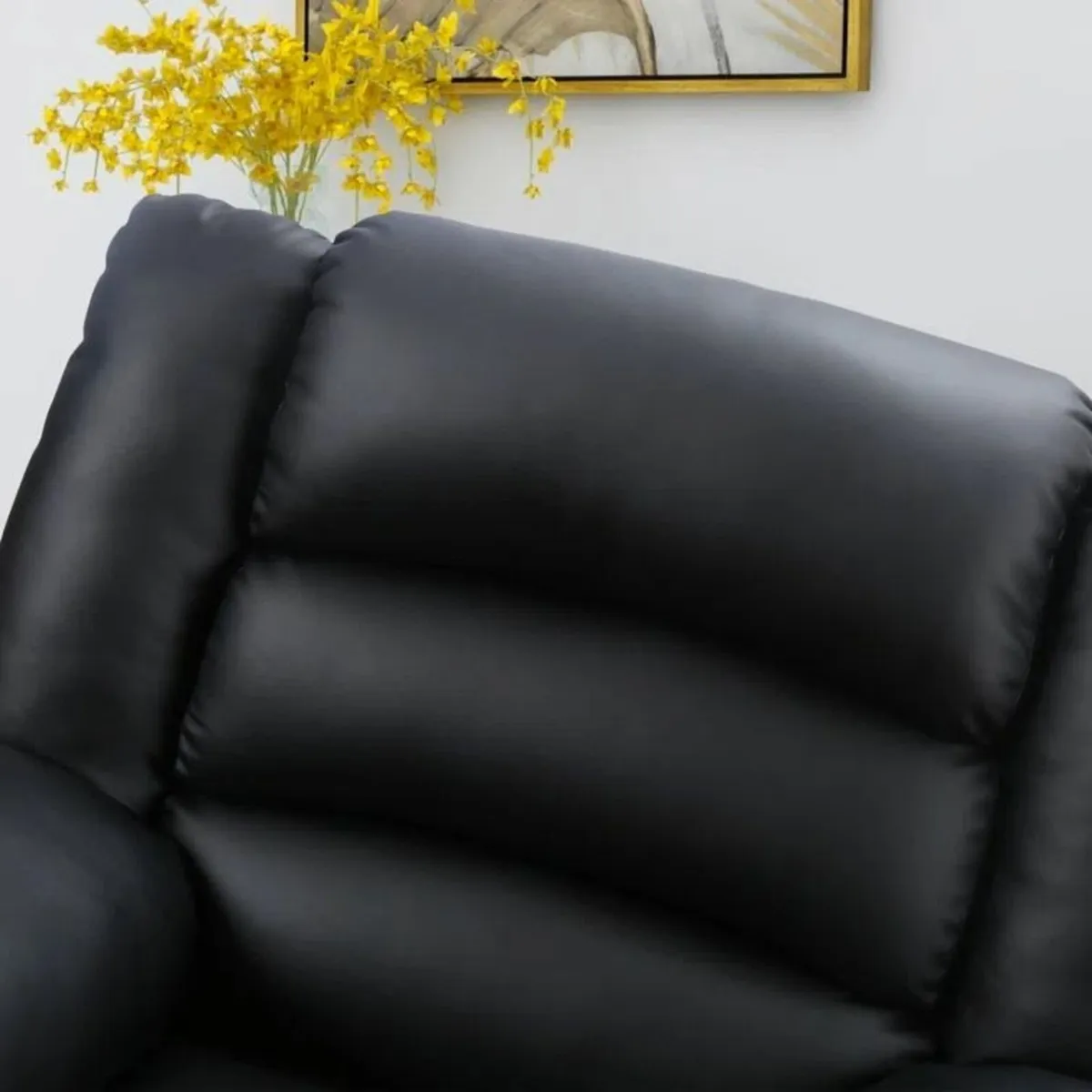 3 Seater PU Leather Recliner Sofa – Black - Image 3