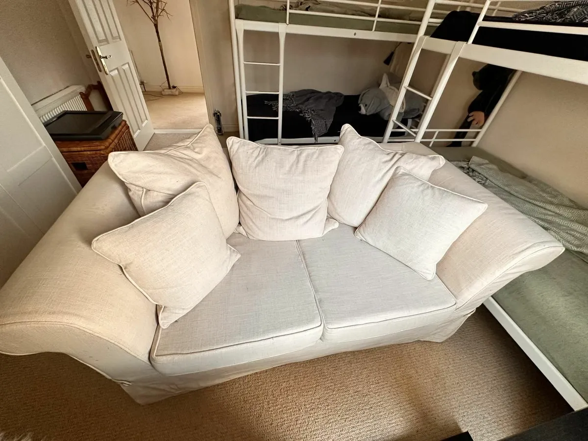2 x cream sofas plus unique mirror/candle holder - Image 1