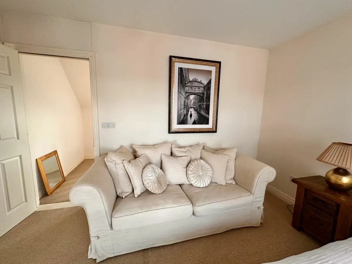 2 x cream sofas plus unique mirror/candle holder - Image 2