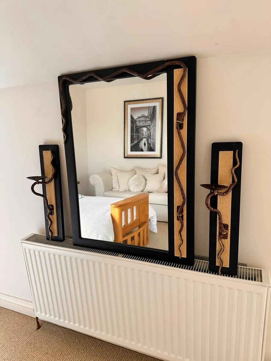 2 x cream sofas plus unique mirror/candle holder - Image 3