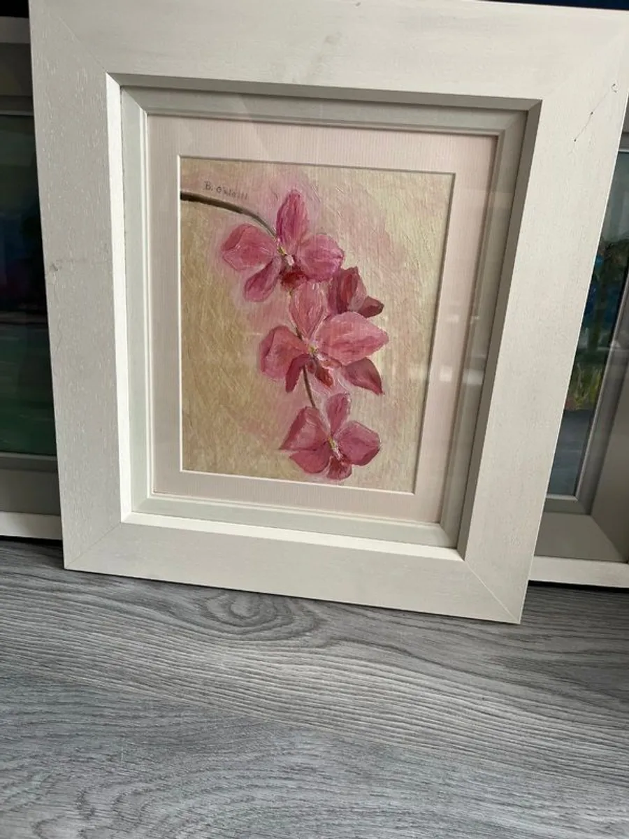 Framed Floral Painting Orchids by B. ONeil - Image 1