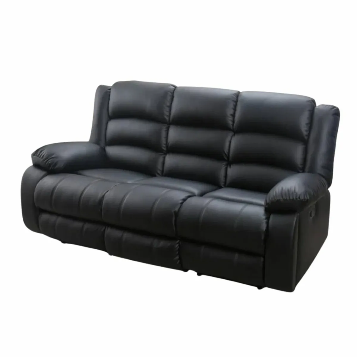 3 Seater PU Leather Recliner Sofa – Black - Image 2