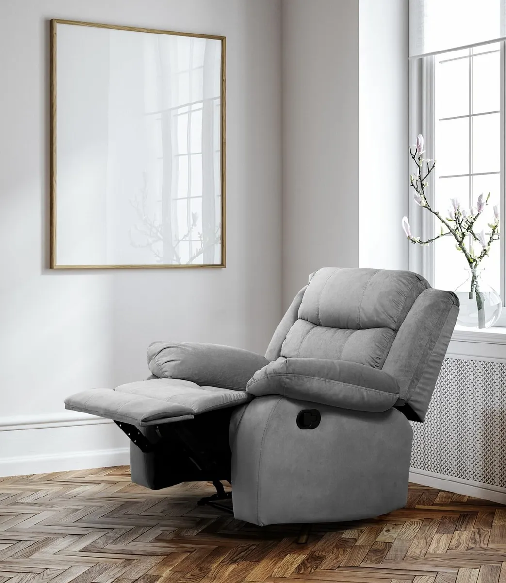 Single Chair Fabric Recliner Sofa – Grey - Image 1