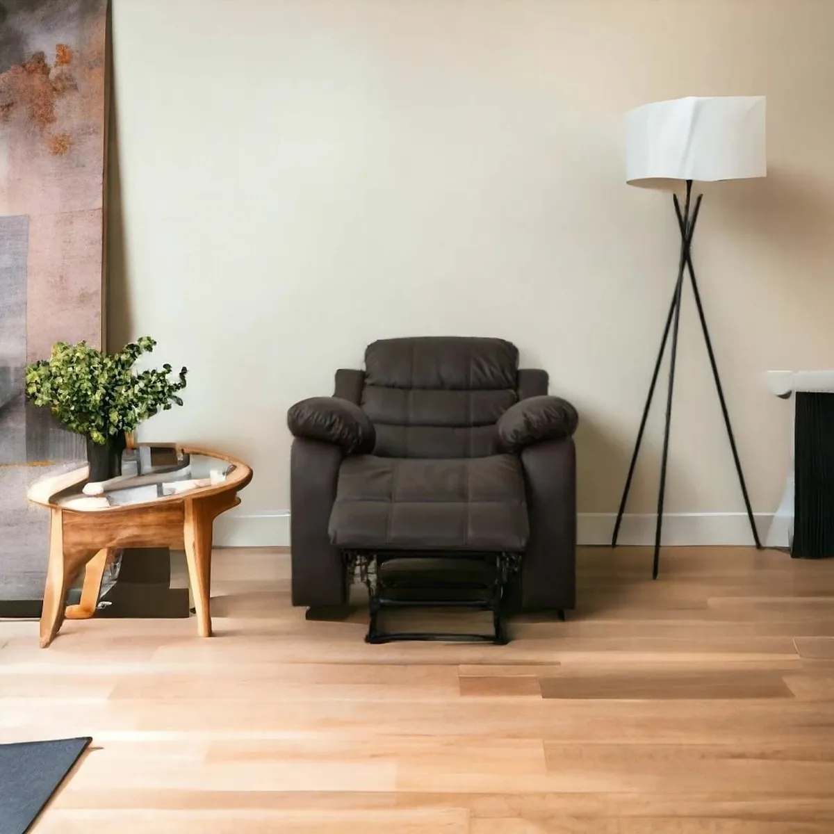 Single Recliner Chair Leather Brown - Image 3