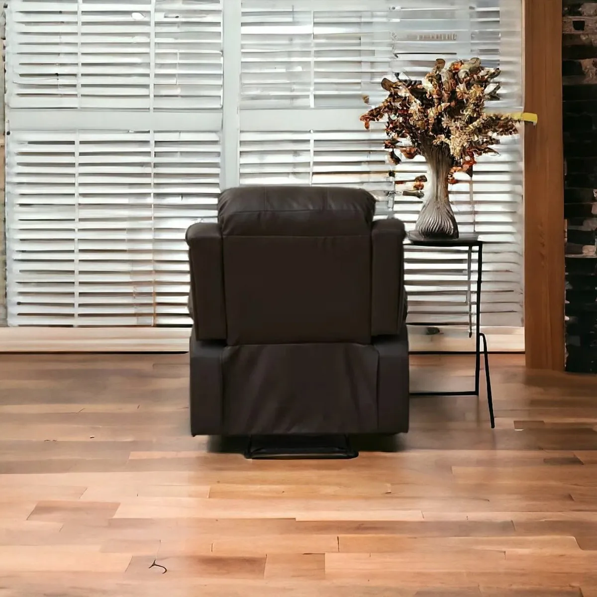 Single Recliner Chair Leather Brown - Image 4
