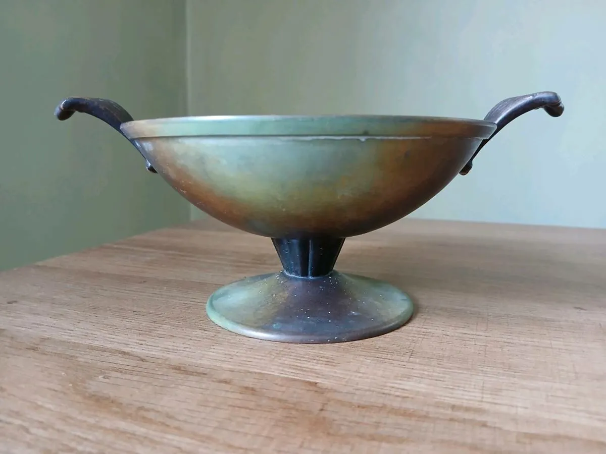 Swedish Patinated Bronze Plate Bowl - Image 1