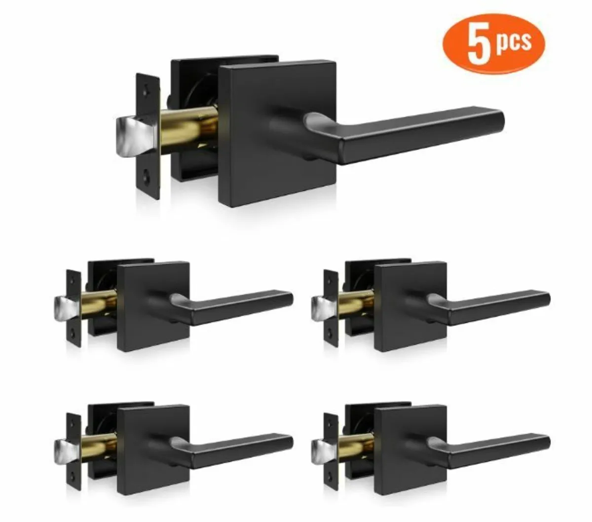 Passage Door Handle 5 Pack Matte Black Door - Image 1