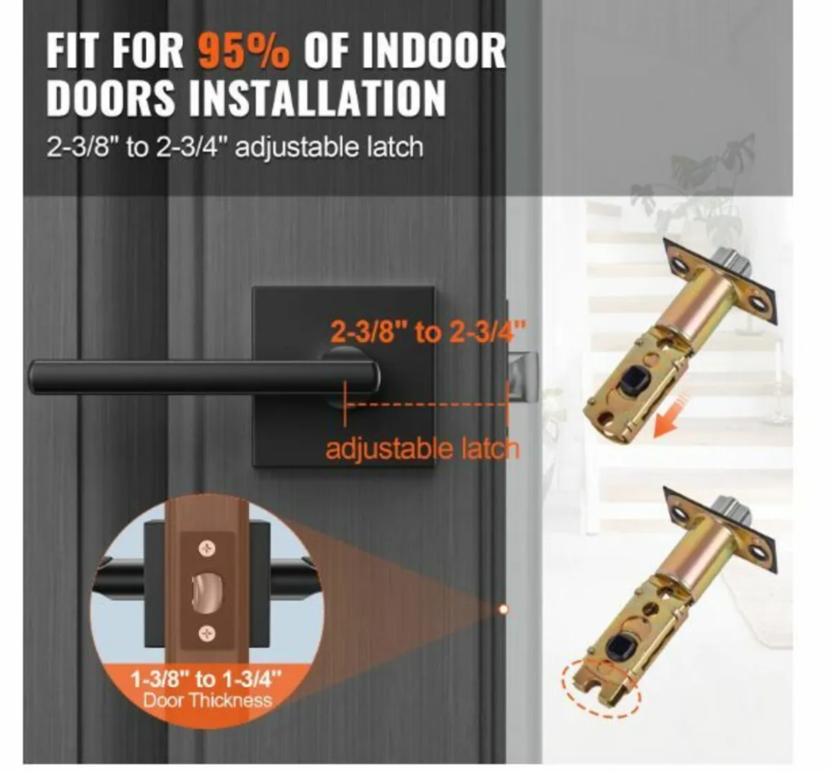 Passage Door Handle 5 Pack Matte Black Door - Image 4
