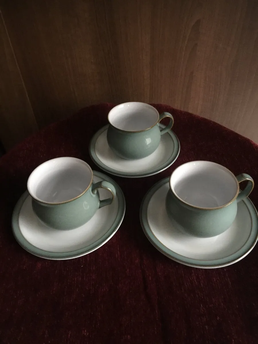 Denby regency green cups and saucers. - Image 1