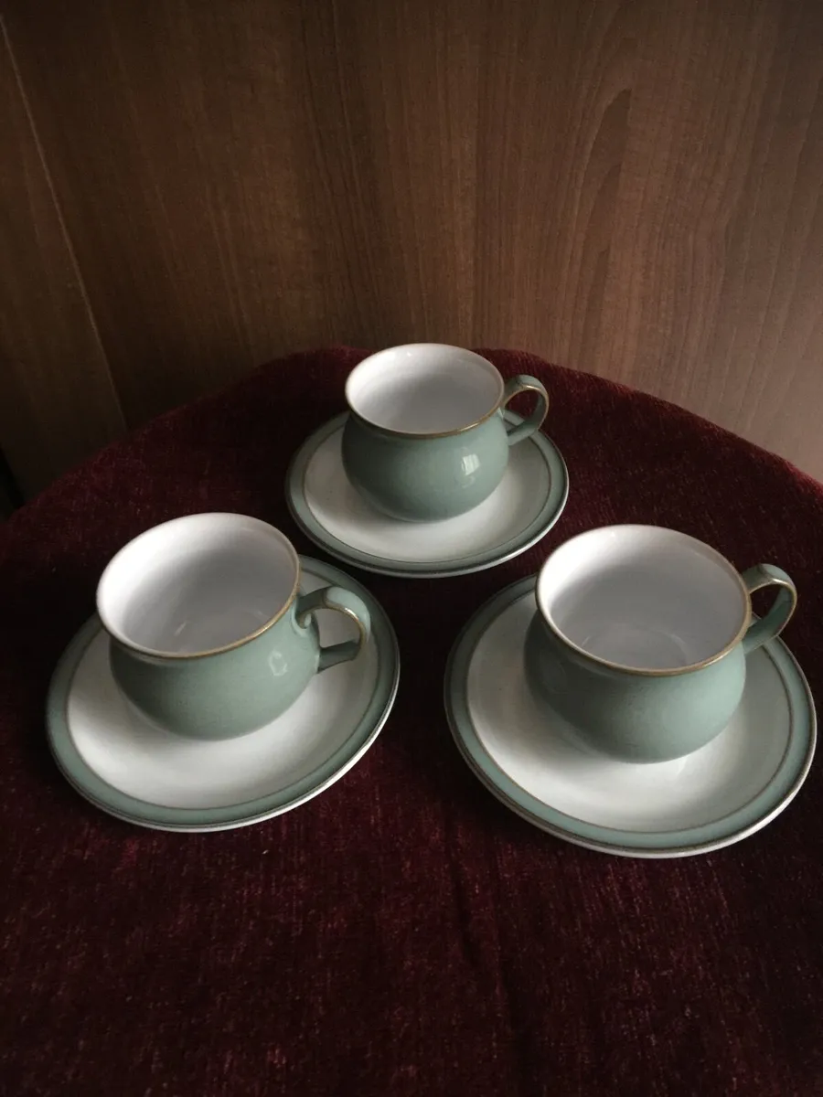 Denby regency green cups and saucers. - Image 2
