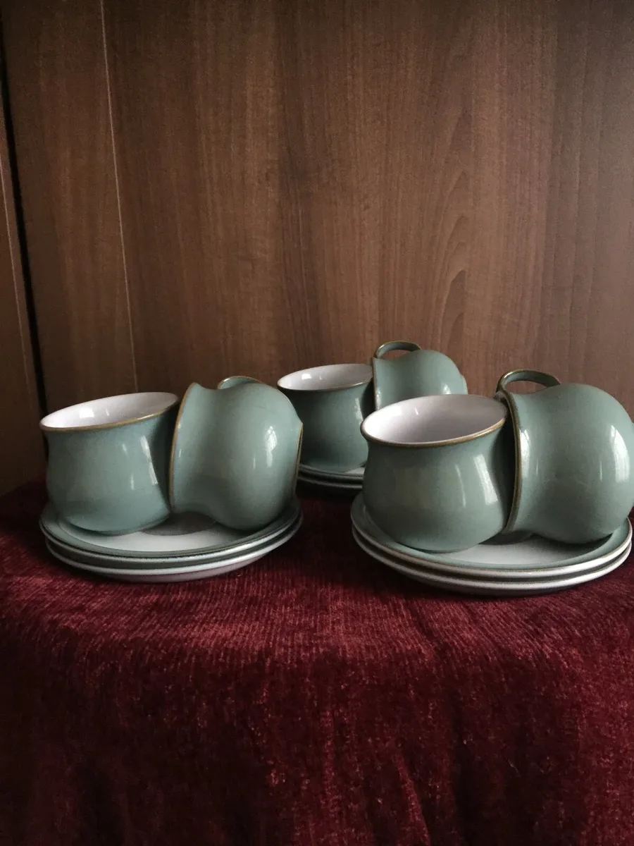 Denby regency green cups and saucers. - Image 3
