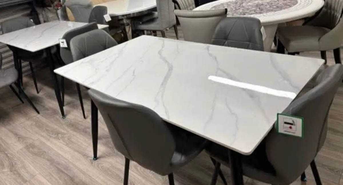 Heavy Marble Effect Stone Table With 4 Chairs - Image 4