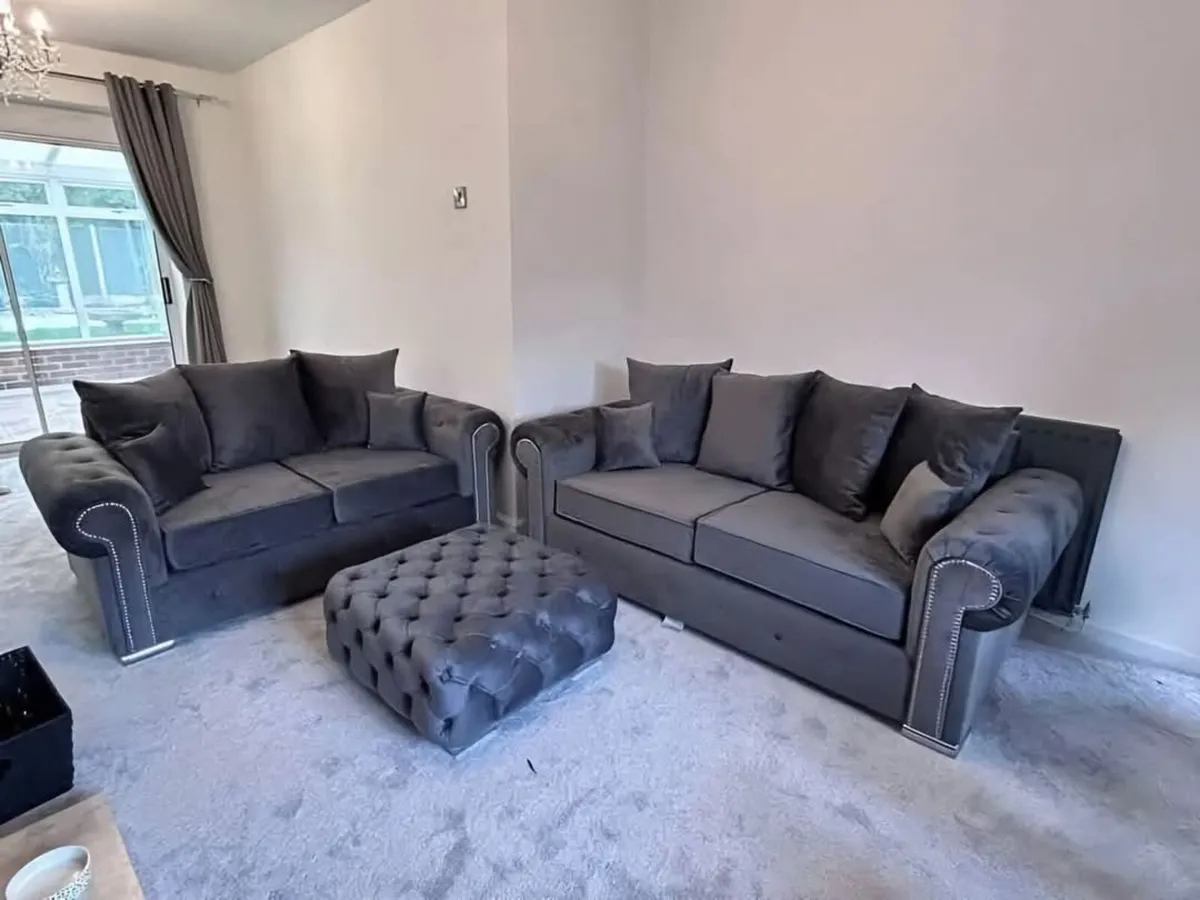 Olympia Plush Velvet Fabric Sofa - Image 1