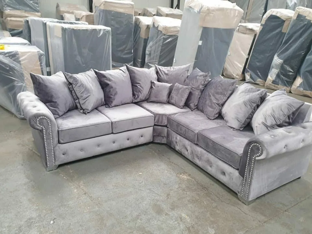 Olympia Plush Velvet Fabric Sofa - Image 3