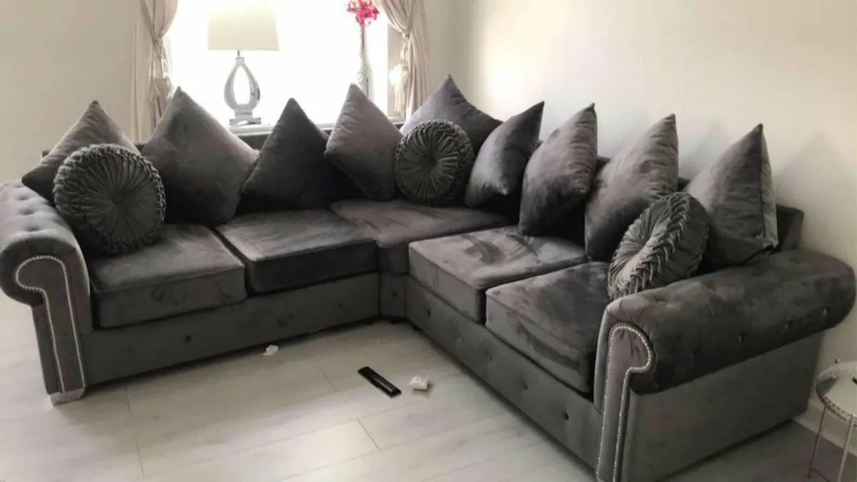 Olympia Plush Velvet Fabric Sofa - Image 2