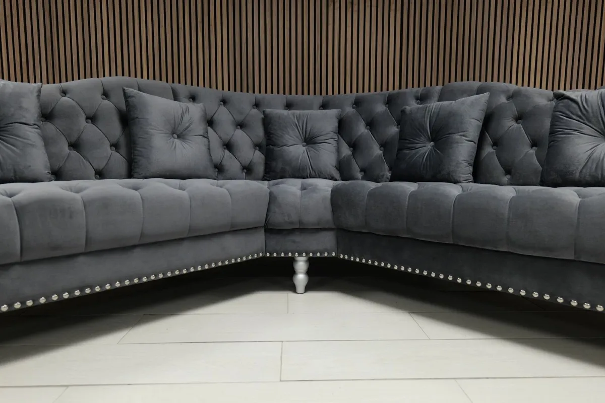 Elegance Plush Grey Sofa Collection - Image 2