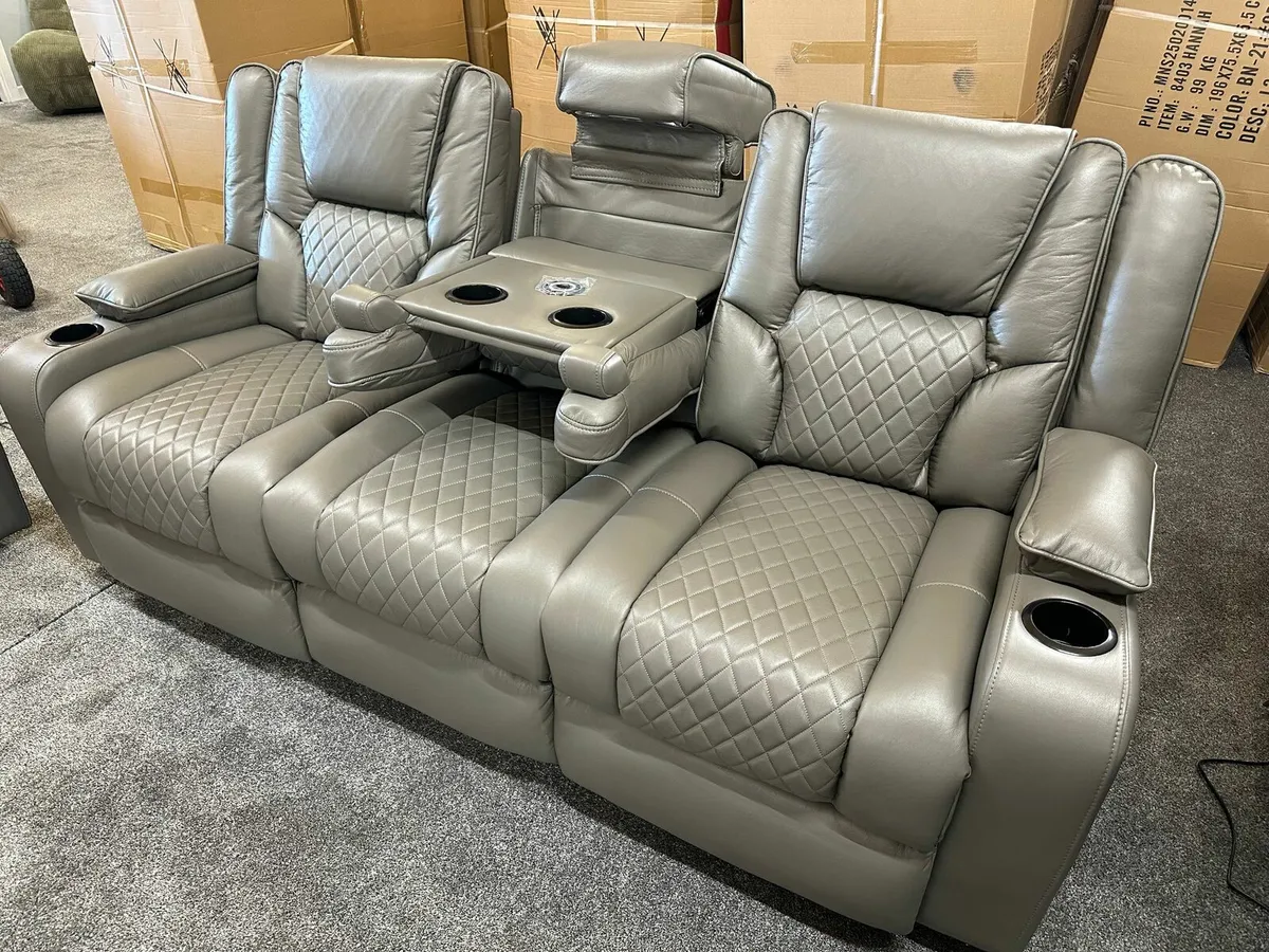 Electric recliner leather sofas for sale - Image 1