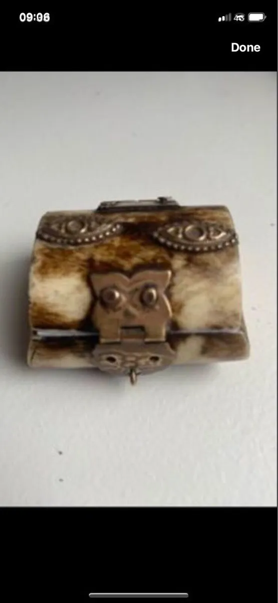 Vintage Bone & Brass Ring/ Jewellery Box - Image 1