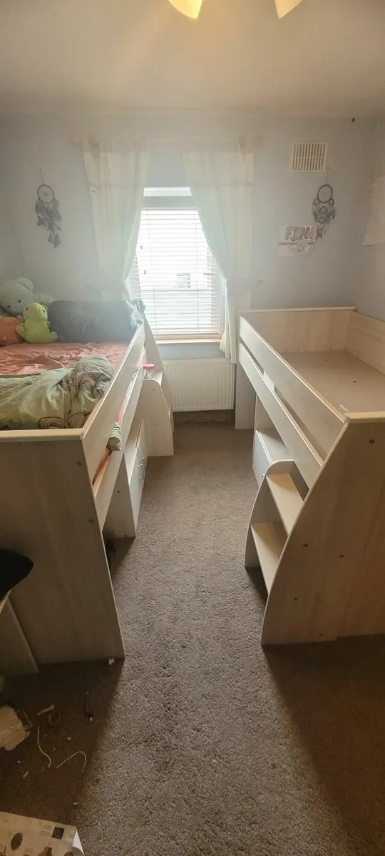 2 Mid Sleeper Single Beds with Desks - Image 1