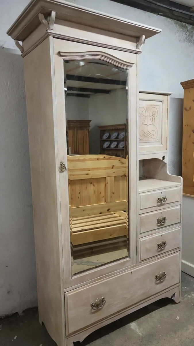 Victorian oak wardrobe, chest combo - Image 2