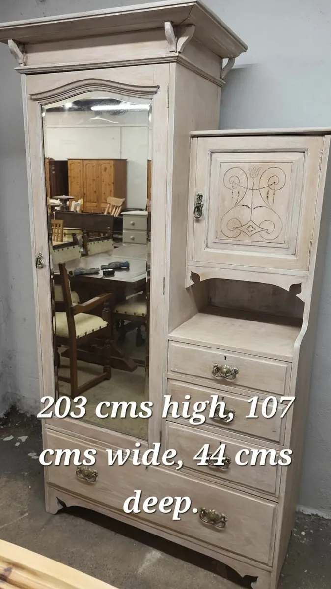 Victorian oak wardrobe, chest combo - Image 4