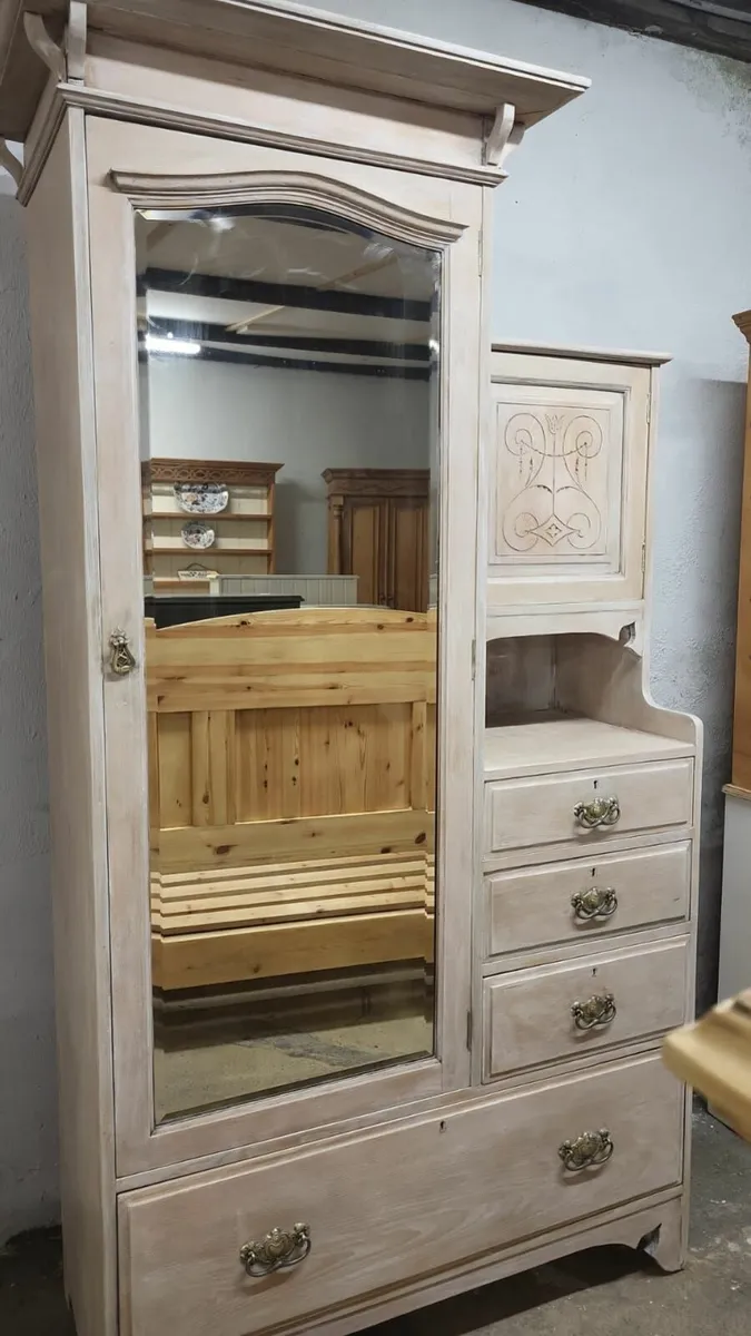 Victorian oak wardrobe, chest combo - Image 1