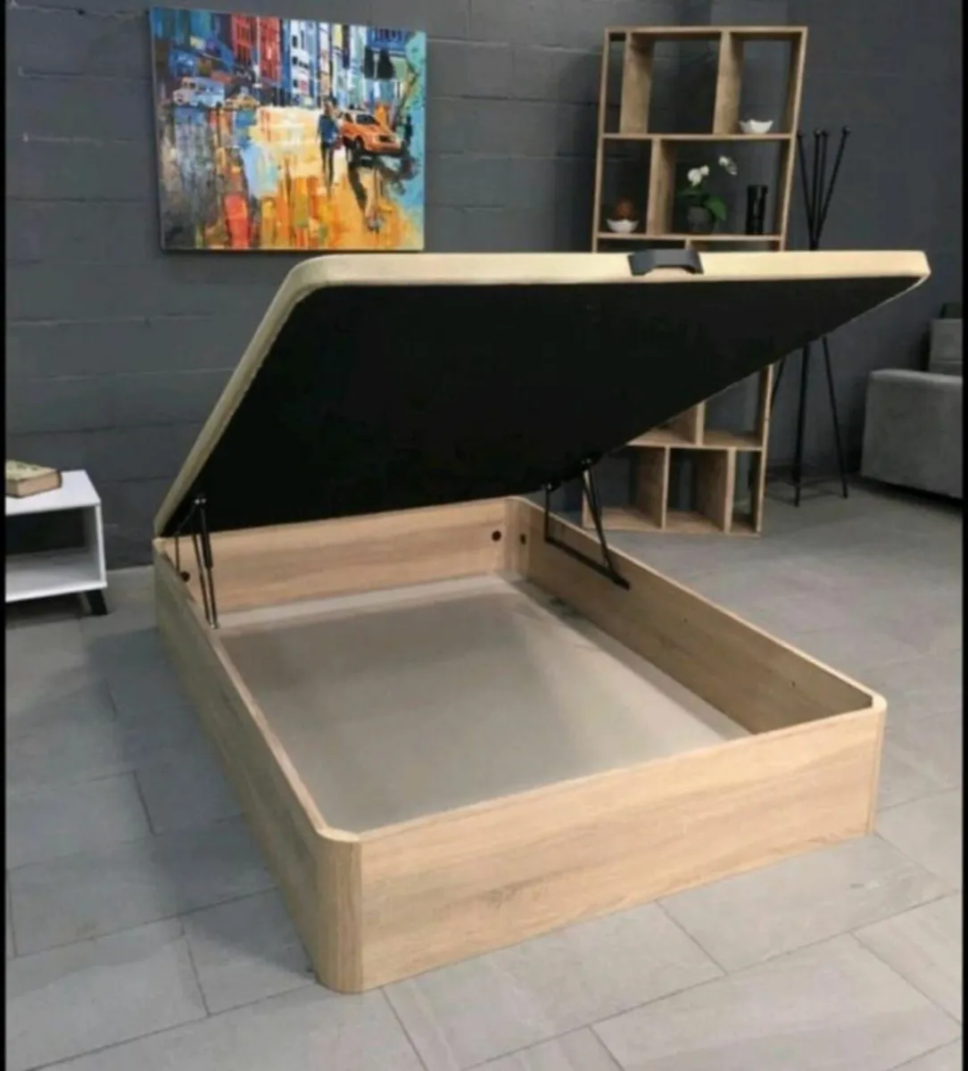 Oak Ottoman Storage Bed - King - Image 1