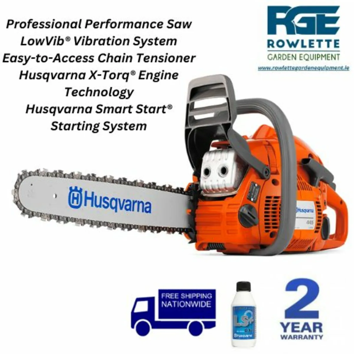 Husqvarna Chainsaw 445 (15" bar & Chain) - Image 1