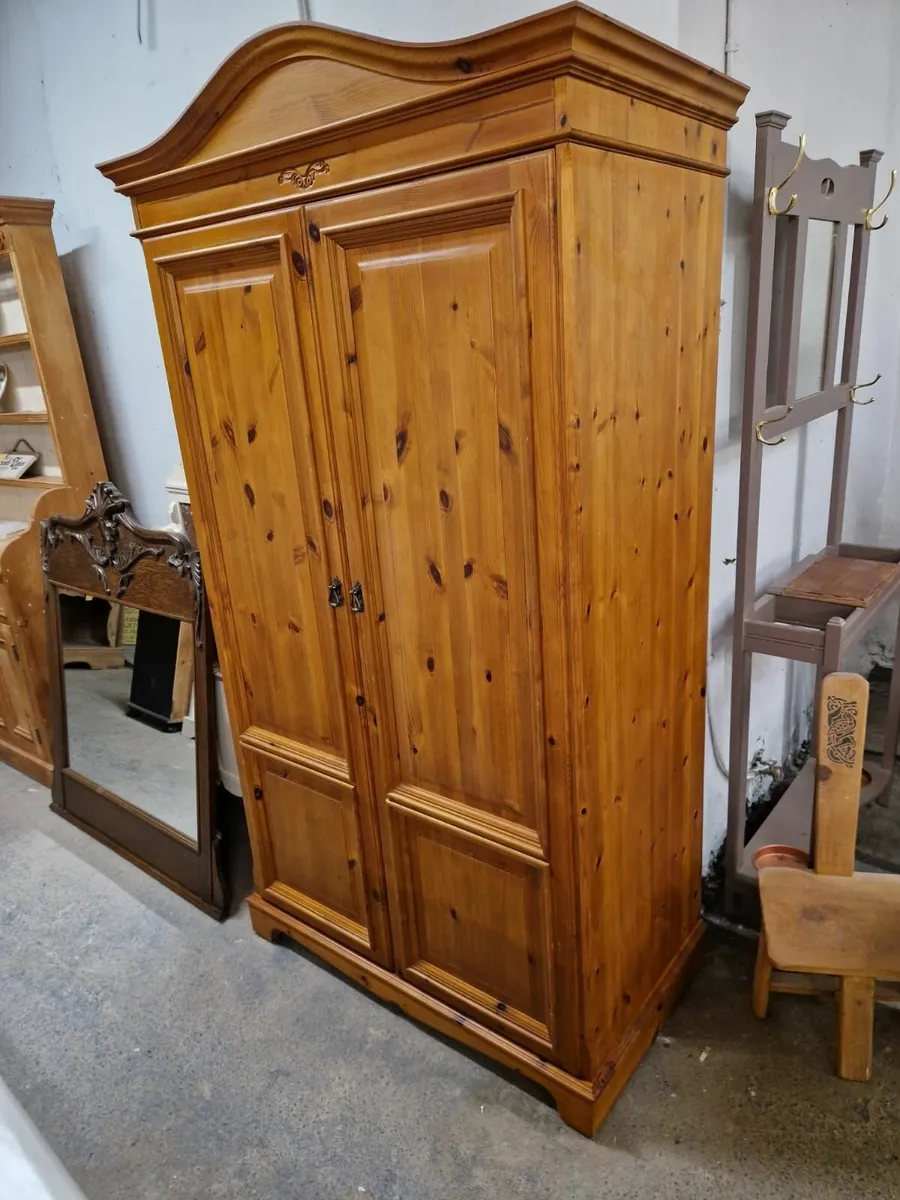Vintage pine wardrobe - Image 3