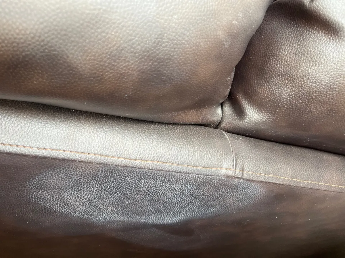 Brown Leather Three Seater Sofa - Image 3