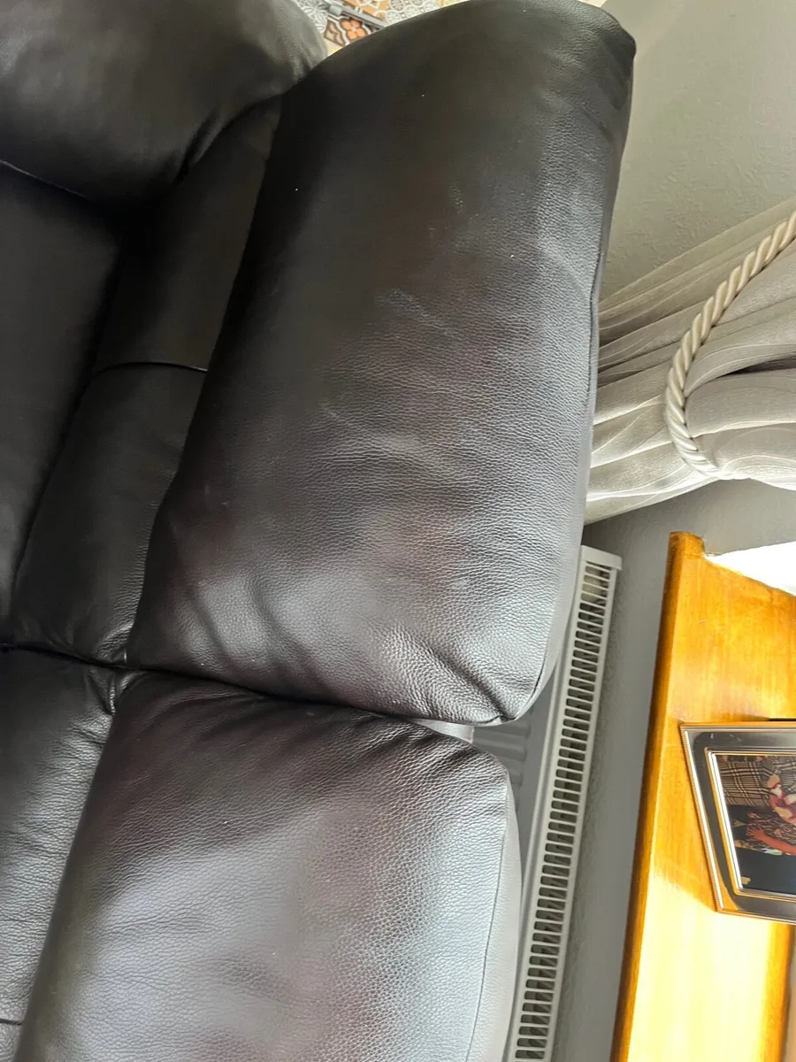 Brown Leather Three Seater Sofa - Image 4