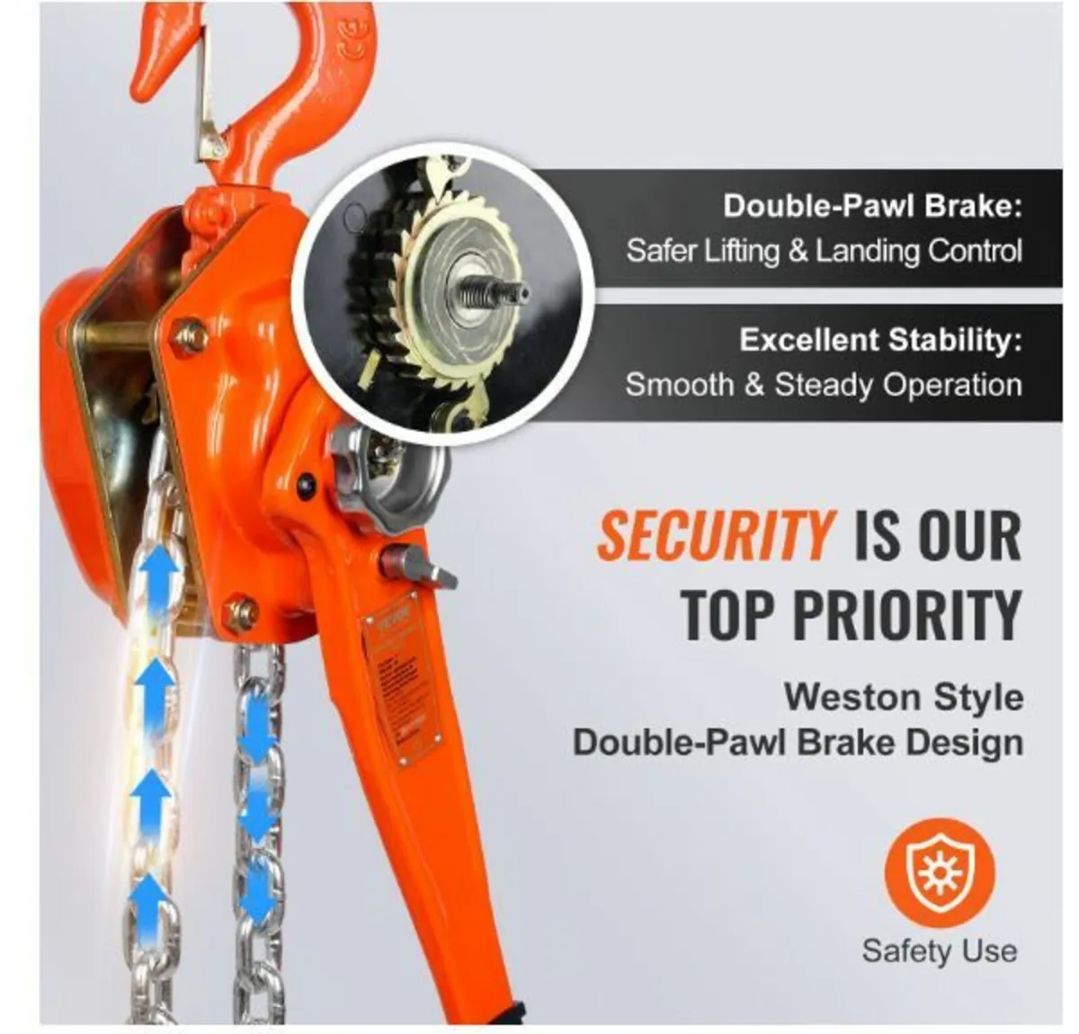 Manual Lever Chain Hoist, 3 Ton 6600 lbs Capacity - Image 2